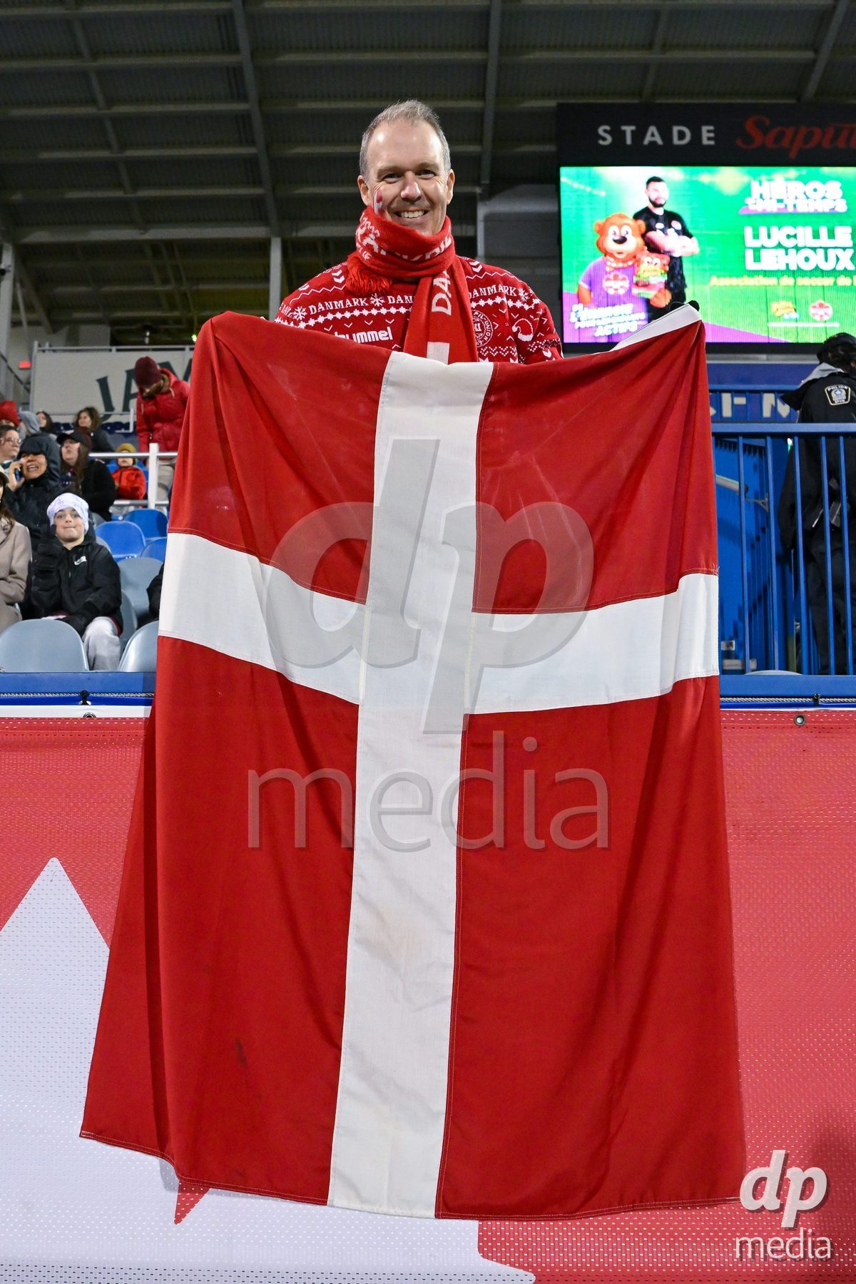 MONTREAL, CANADA - OCTOBER 9: Fans of Denmark during the International Women's Friendly football match between Canada and Denmark at Stade Saputo on October 9, 2026 in Montreal, Canada.