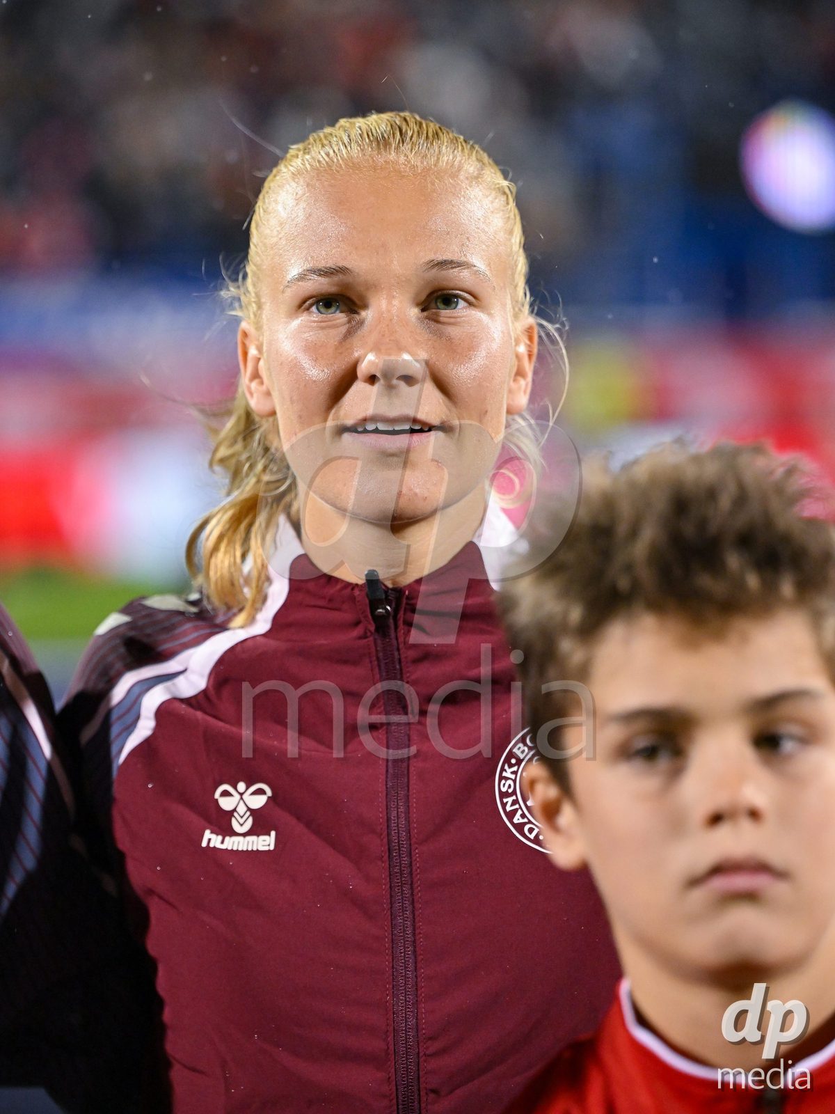 MONTREAL, CANADA - OCTOBER 9: Players of Denmark during the national anthem prior to the International Women's Friendly football match between Canada and Denmark at Stade Saputo on October 9, 2026 in Montreal, Canada.