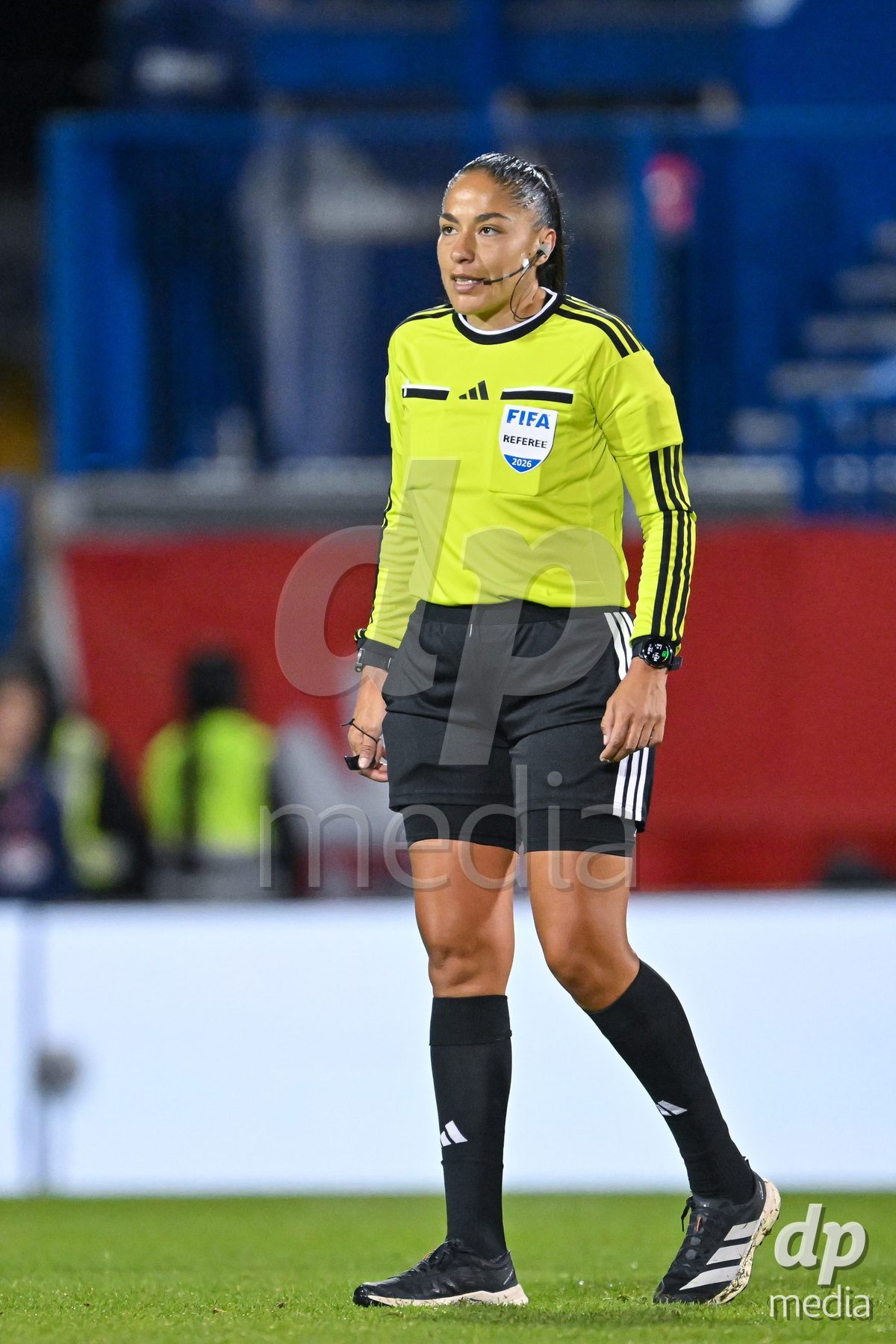MONTREAL, CANADA - OCTOBER 9: Referee Priscila Perez (Mexico) during the International Women's Friendly football match between Canada and Denmark at Stade Saputo on October 9, 2026 in Montreal, Canada.
