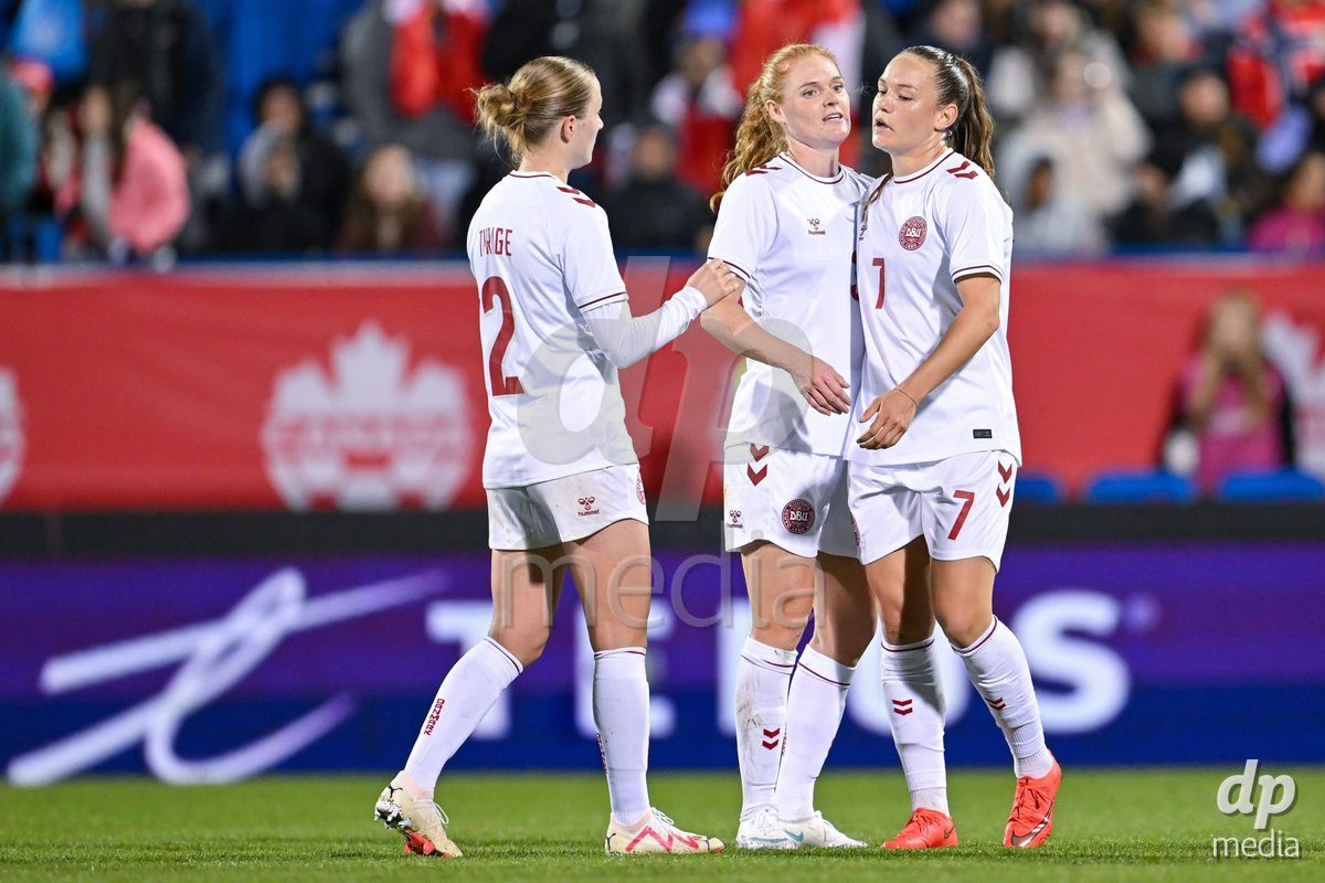 MONTREAL, CANADA - OCTOBER 9: Players of Denmark after the final whistle during the International Women's Friendly football match between Canada and Denmark at Stade Saputo on October 9, 2026 in Montreal, Canada.