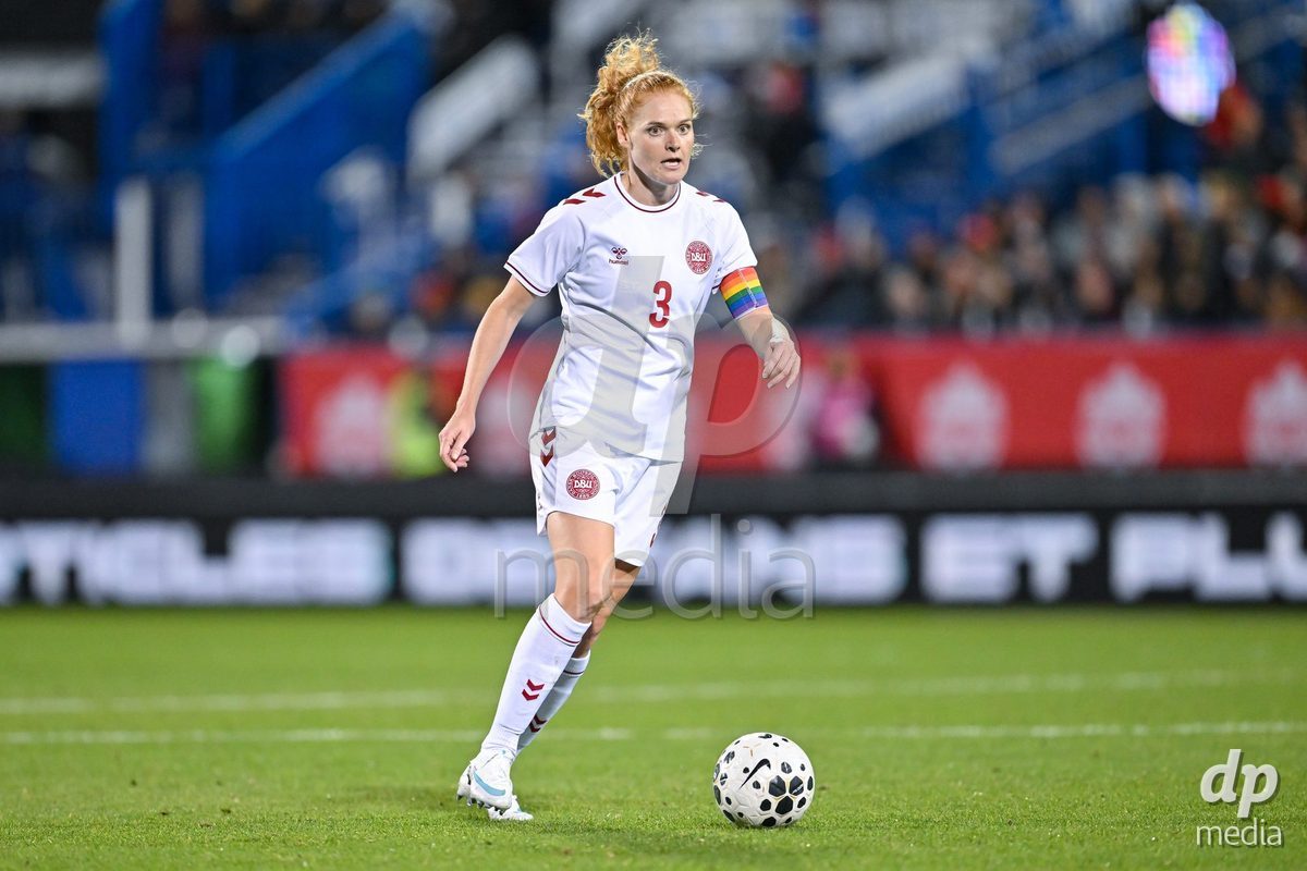 MONTREAL, CANADA - OCTOBER 9: Stine Ballisager of Denmark controls the ball during the International Women's Friendly football match between Canada and Denmark at Stade Saputo on October 9, 2026 in Montreal, Canada.