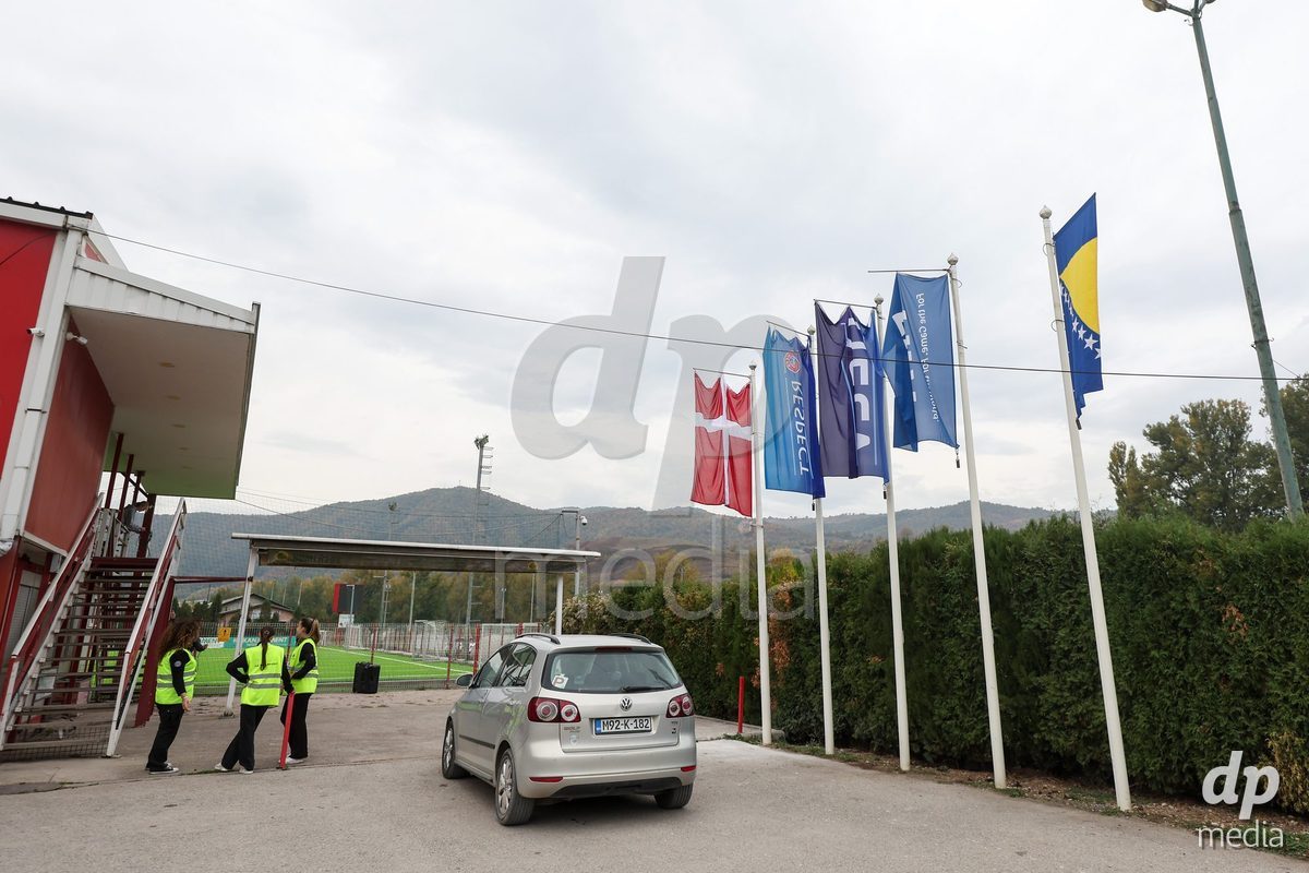 KAKANJ, BOSNIA AND HERZEGOVINA - OCTOBER 10: A general view outside of the stadium before the during the UEFA Womens European Under-19 Qualifier match between Denmark and Bosnia and Herzegovina at Mladost Stadium on October 10, 2026 in Kakanj, Bosnia and Herzegovina. Photo: Armin Durgut/Pixsell/DP Media