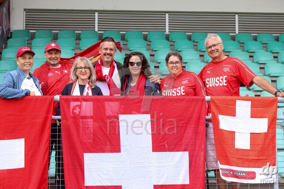 ZENICA, BOSNIA AND HERZEGOVINA - OCTOBER 10: Fans of Switzerland before the UEFA Womens European Under-19 Qualifier match between Switzerland and England at FF BH Football Training Centre on October 10, 2026 in Zenica, Bosnia and Herzegovina. Photo: Denis Kapetanovic/Pixsell/DP Media