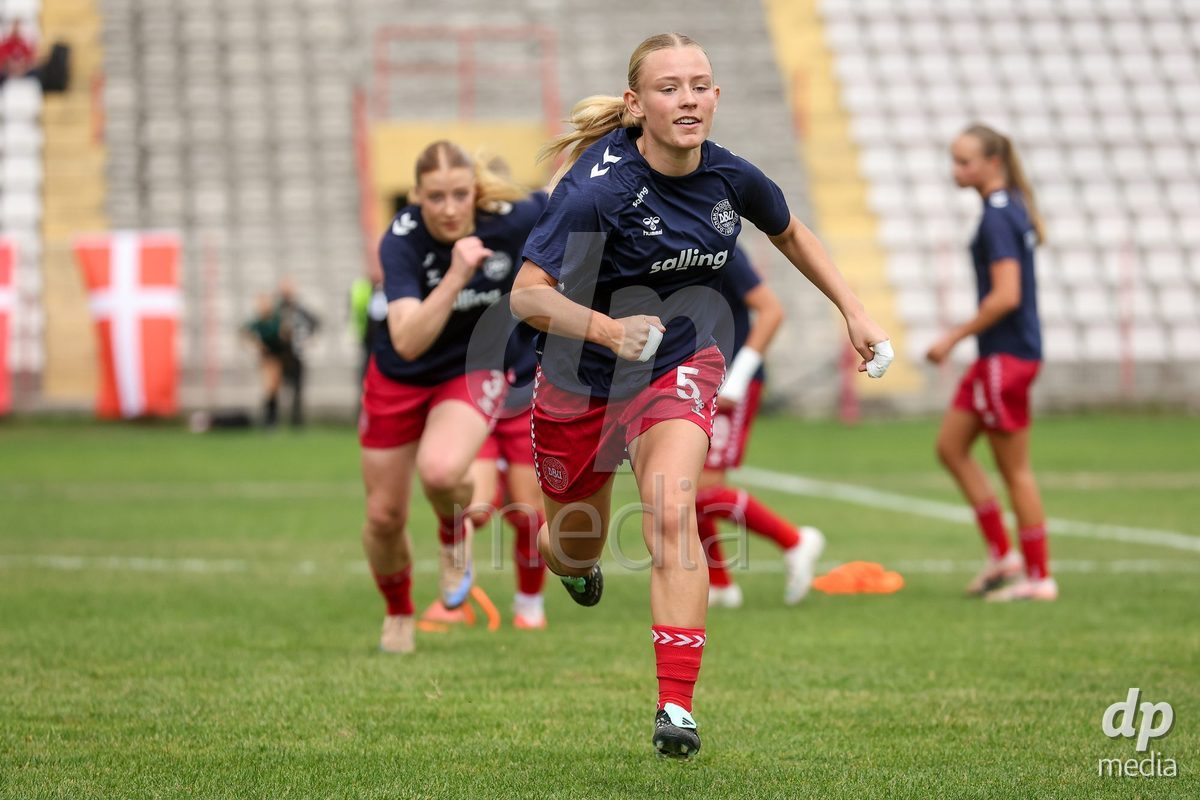 KAKANJ, BOSNIA AND HERZEGOVINA - OCTOBER 10: Astrid Engsig-Karup of Denmark warms up before the UEFA Womens European Under-19 Qualifier match between Denmark and Bosnia and Herzegovina at Mladost Stadium on October 10, 2026 in Kakanj, Bosnia and Herzegovina. Photo: Armin Durgut/Pixsell/DP Media
