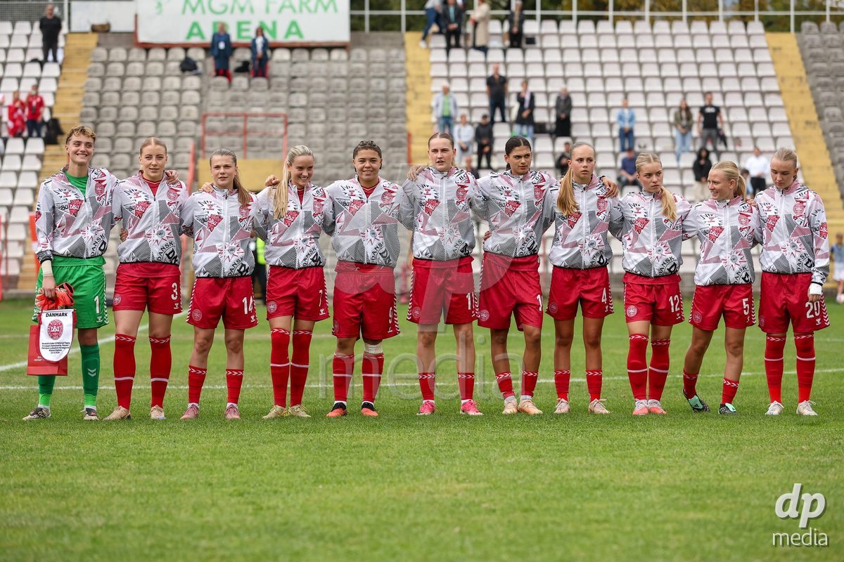 KAKANJ, BOSNIA AND HERZEGOVINA - OCTOBER 10: Players of Denmark during the UEFA Womens European Under-19 Qualifier match between Denmark and Bosnia and Herzegovina at Mladost Stadium on October 10, 2026 in Kakanj, Bosnia and Herzegovina. Photo: Armin Durgut/Pixsell/DP Media
