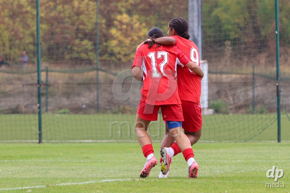 ZENICA, BOSNIA AND HERZEGOVINA - OCTOBER 10: Players of Switzerland celebrate after Jasmin Bornemann scores a goal for 1:0 during the UEFA Womens European Under-19 Qualifier match between Switzerland and England at FF BH Football Training Centre on October 10, 2026 in Zenica, Bosnia and Herzegovina. Photo: Denis Kapetanovic/Pixsell/DP Media
