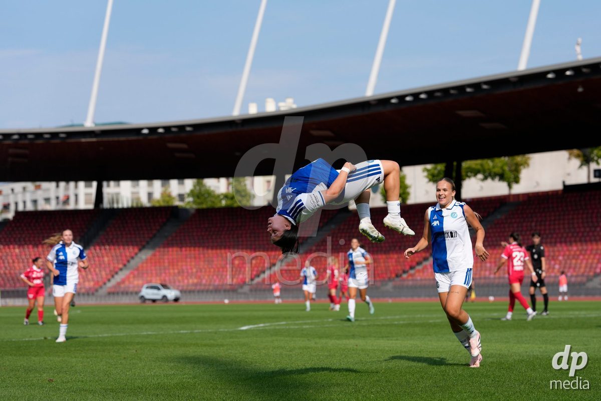 Schweiz: AXA Women's Super League 2026/2027, GC Frauenfussball vs FC Rapperswil-Jona - Stadion Letzigrund, Zürich: Michelle Storni (20 Grasshoppers) jubelt nach ihrem Tor zum 1:0