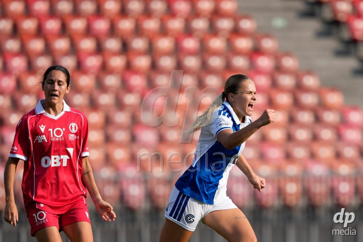 Schweiz: AXA Women's Super League 2026/2027, GC Frauenfussball vs FC Rapperswil-Jona - Stadion Letzigrund, Zürich: Ella Ljustina (8 Grasshoppers) jubelt nach ihrem Tor zum 5:0