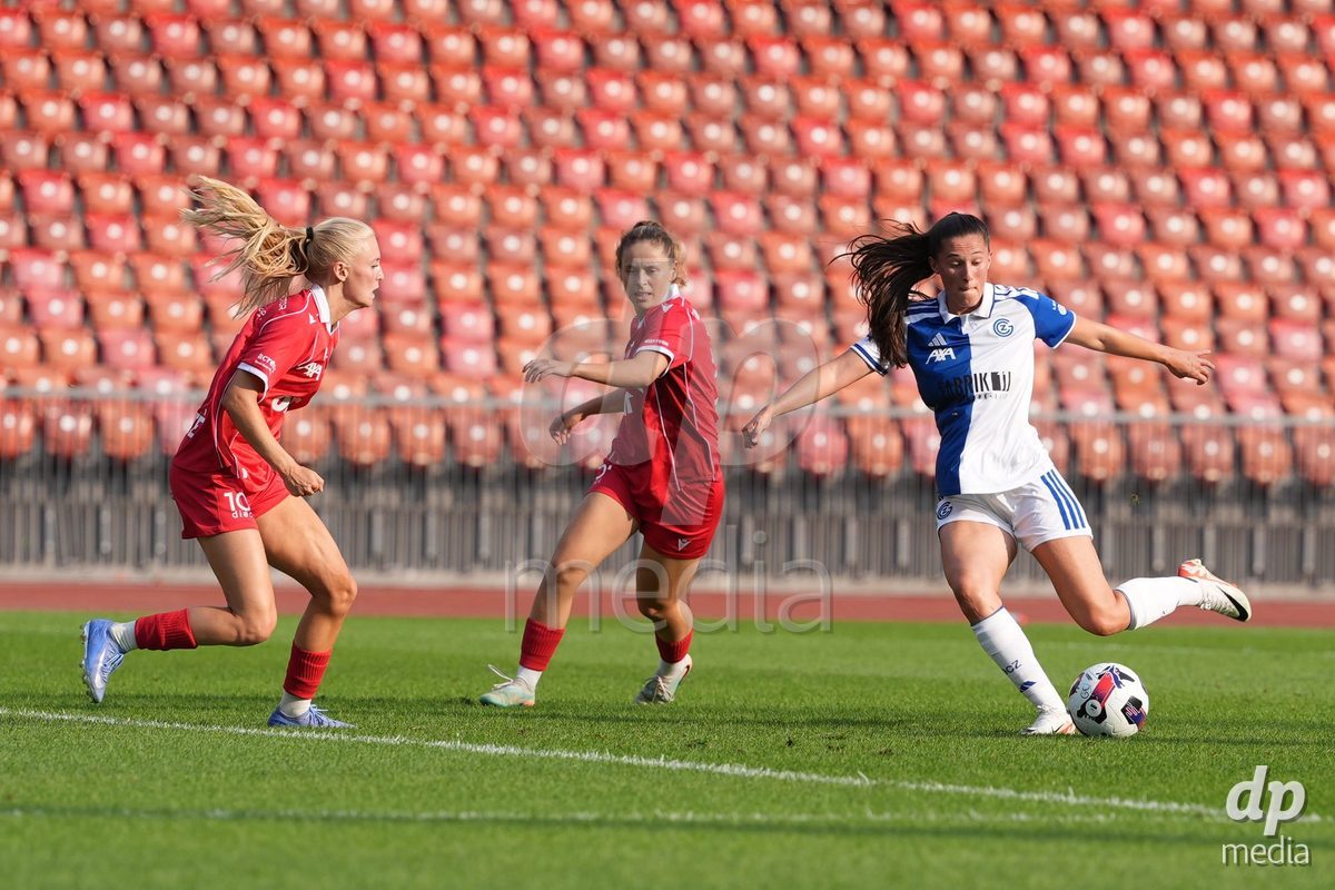 Schweiz: AXA Women's Super League 2026/2027, GC Frauenfussball vs FC Rapperswil-Jona - Stadion Letzigrund, Zürich: Yllka Kadriu (10 Grasshoppers) erzielt ein Tor