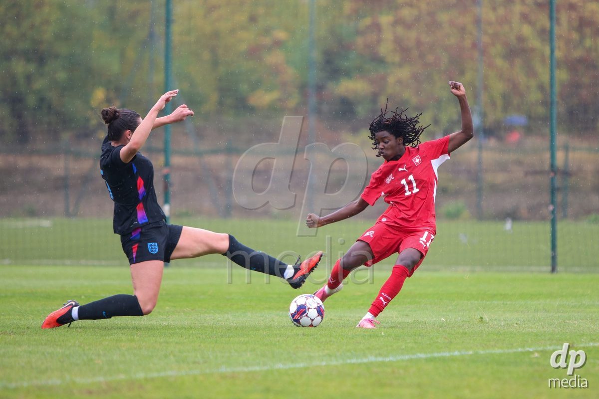ZENICA, BOSNIA AND HERZEGOVINA - OCTOBER 10: Garance Nein of Switzerland during the UEFA Womens European Under-19 Qualifier match between Switzerland and England at FF BH Football Training Centre on October 10, 2026 in Zenica, Bosnia and Herzegovina. Photo: Denis Kapetanovic/Pixsell/DP Media