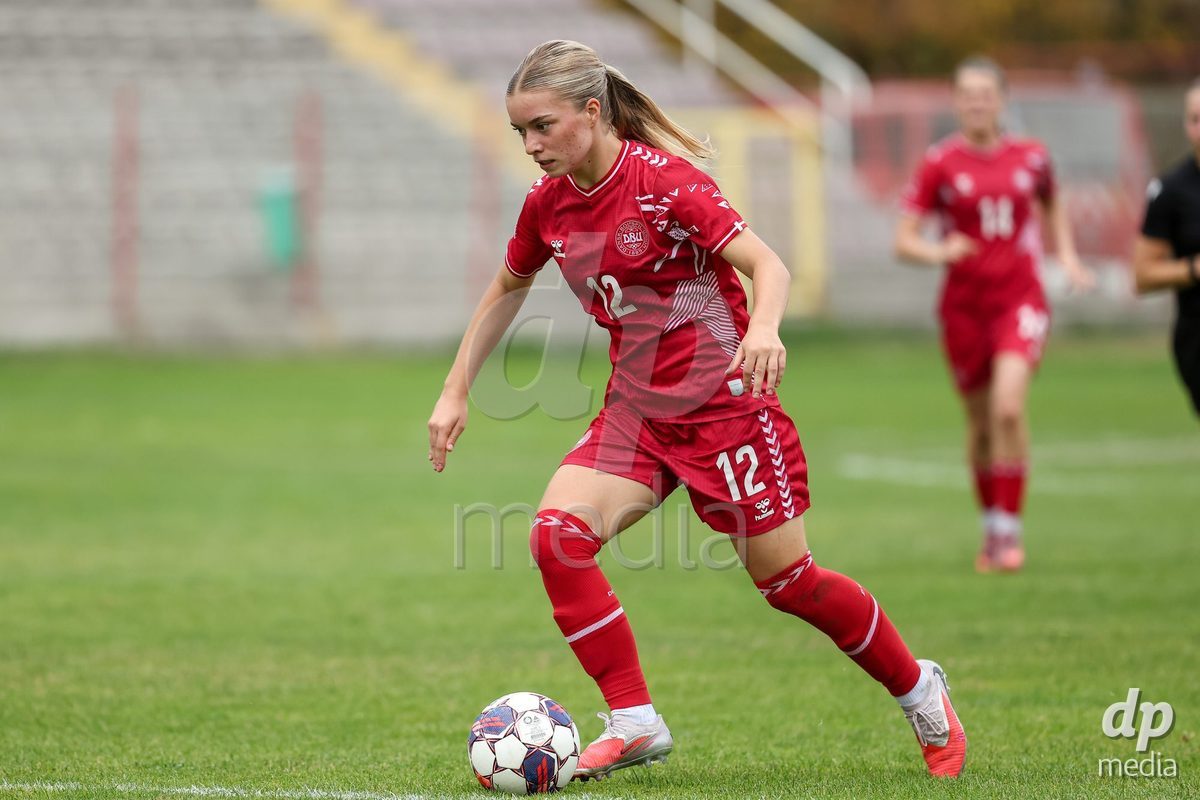 KAKANJ, BOSNIA AND HERZEGOVINA - OCTOBER 10: Evelina Thygesen of Denmark during the UEFA Womens European Under-19 Qualifier match between Denmark and Bosnia and Herzegovina at Mladost Stadium on October 10, 2026 in Kakanj, Bosnia and Herzegovina. Photo: Armin Durgut/Pixsell/DP Media
