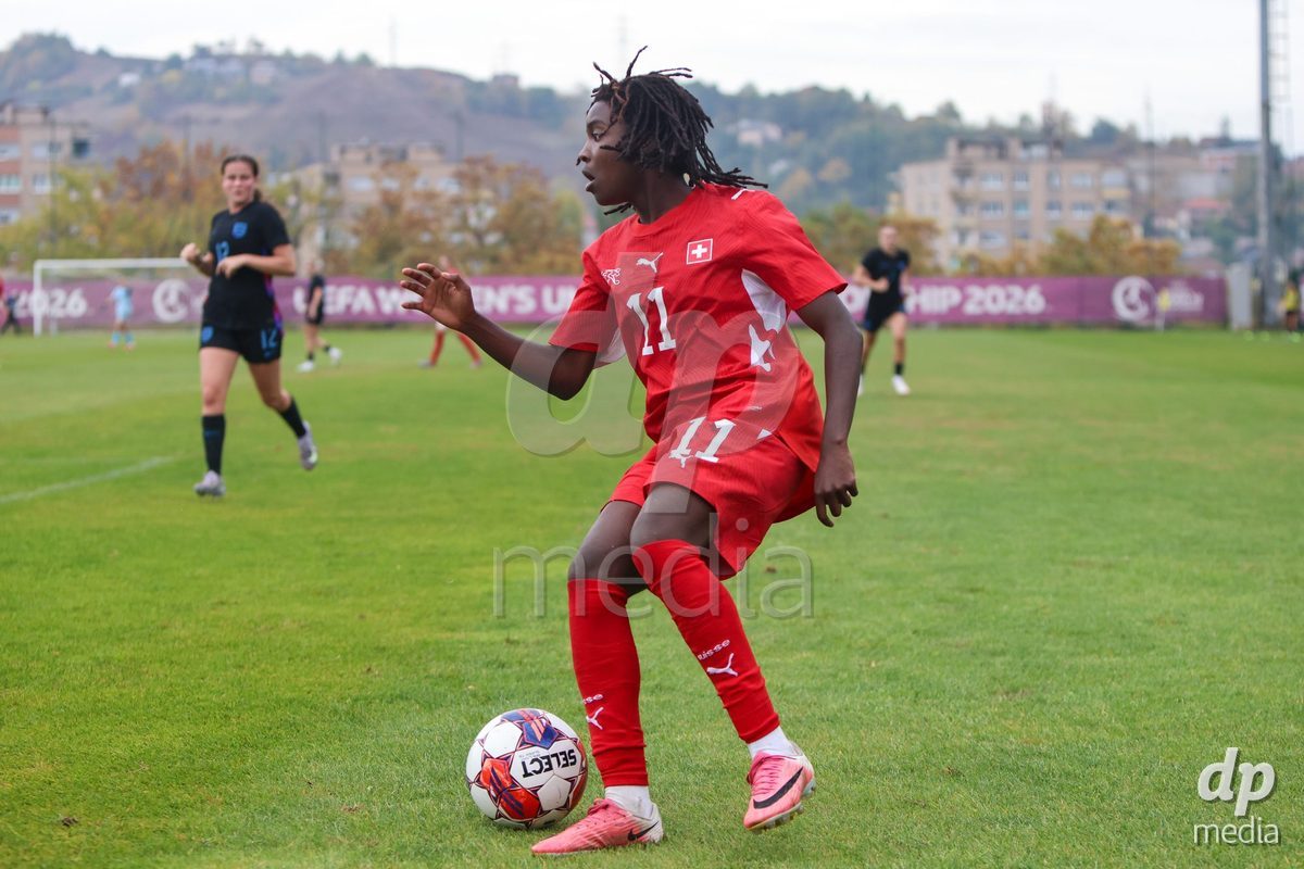ZENICA, BOSNIA AND HERZEGOVINA - OCTOBER 10: Garance Nein of Switzerland during the UEFA Womens European Under-19 Qualifier match between Switzerland and England at FF BH Football Training Centre on October 10, 2026 in Zenica, Bosnia and Herzegovina. Photo: Denis Kapetanovic/Pixsell/DP Media