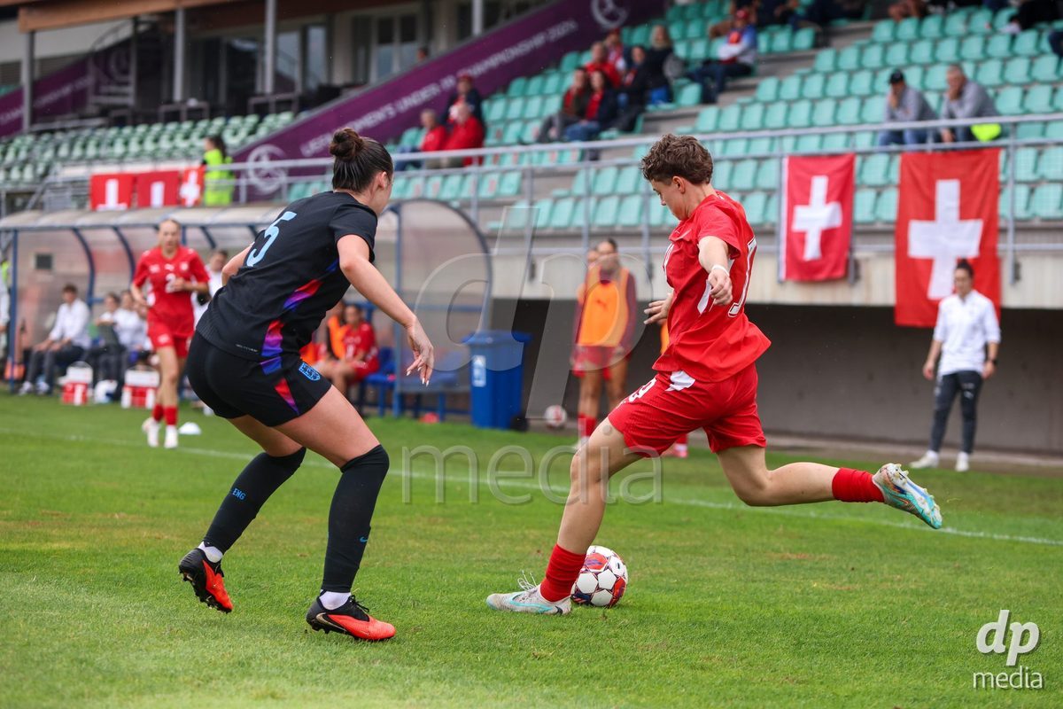 ZENICA, BOSNIA AND HERZEGOVINA - OCTOBER 10: Lynn Leutwyler of Switzerland during the UEFA Womens European Under-19 Qualifier match between Switzerland and England at FF BH Football Training Centre on October 10, 2026 in Zenica, Bosnia and Herzegovina. Photo: Denis Kapetanovic/Pixsell/DP Media