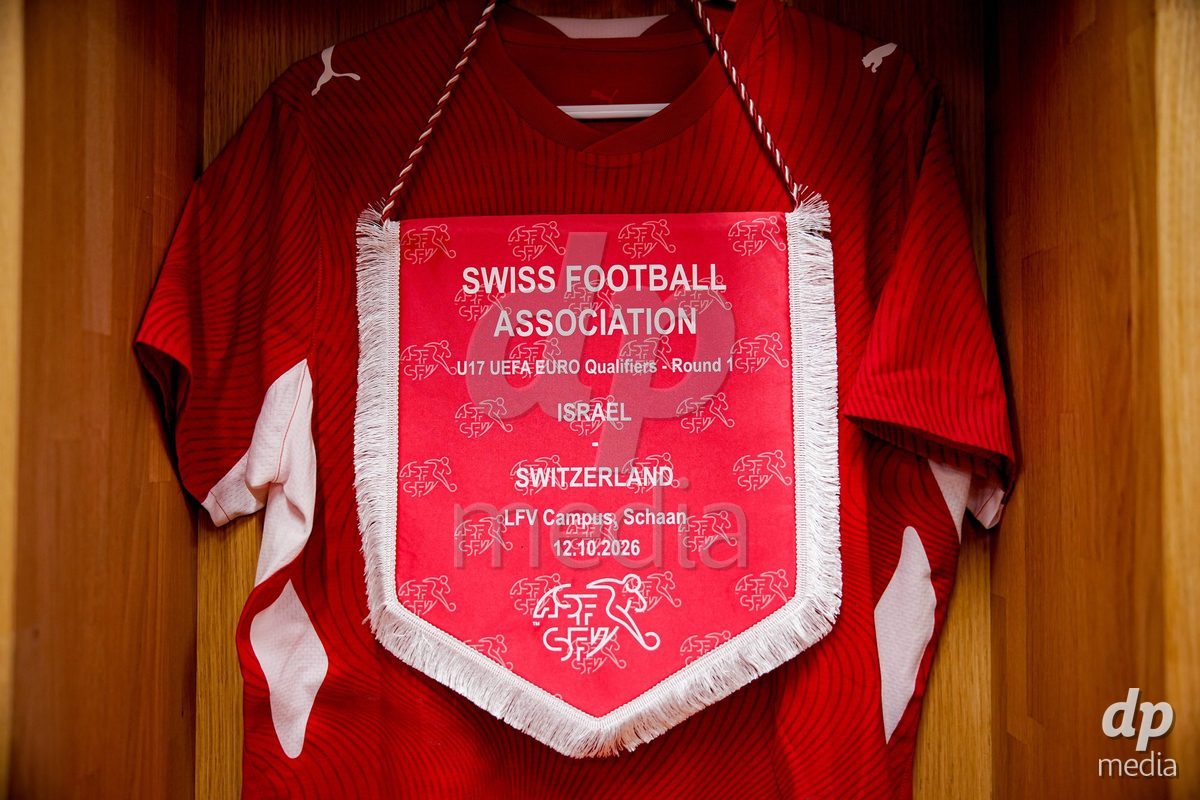 SCHAAN, LIECHTENSTEIN - OCTOBER 12: General view inside the locker room of Switzerland prior to the UEFA European Under-17 Qualifier match between Israel and Switzerland at LFV Campus Rheinwiese on October 12, 2026 in Schaan, Liechtenstein.