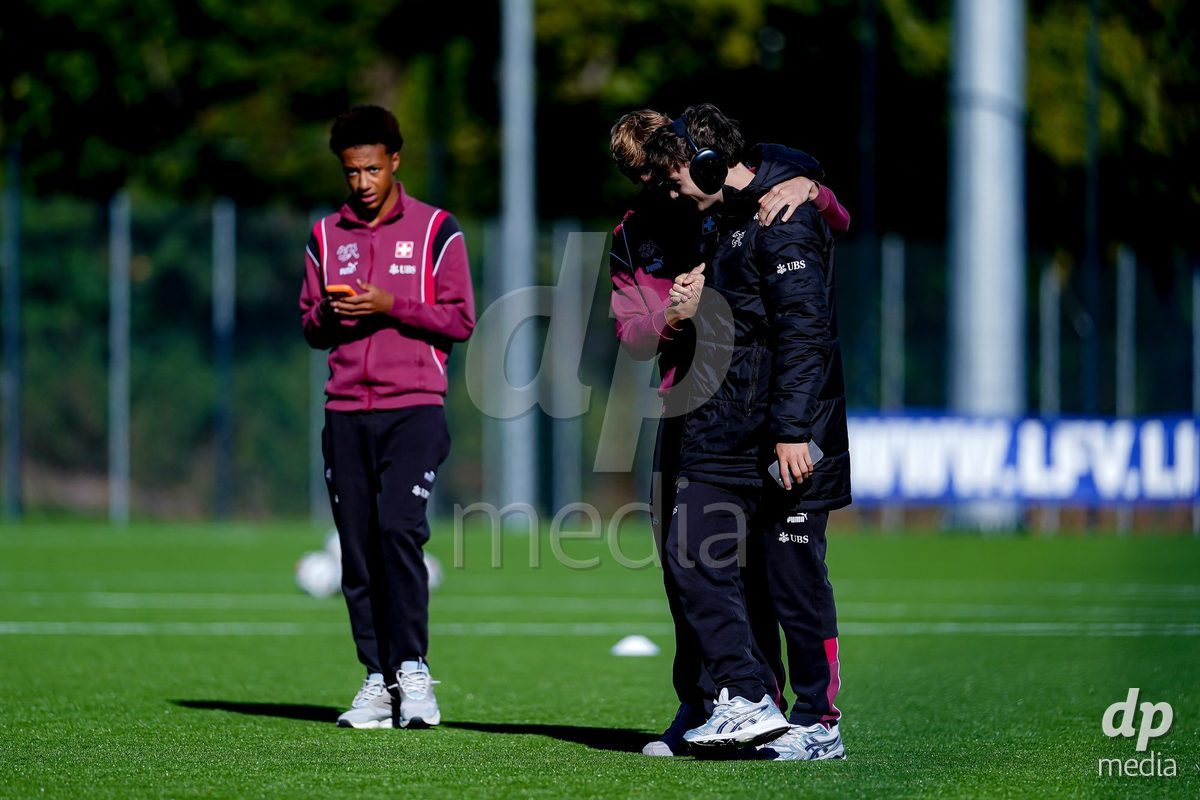 SCHAAN, LIECHTENSTEIN - OCTOBER 12: Players of Switzerland arrival prior to the UEFA European Under-17 Qualifier match between Israel and Switzerland at LFV Campus Rheinwiese on October 12, 2026 in Schaan, Liechtenstein.