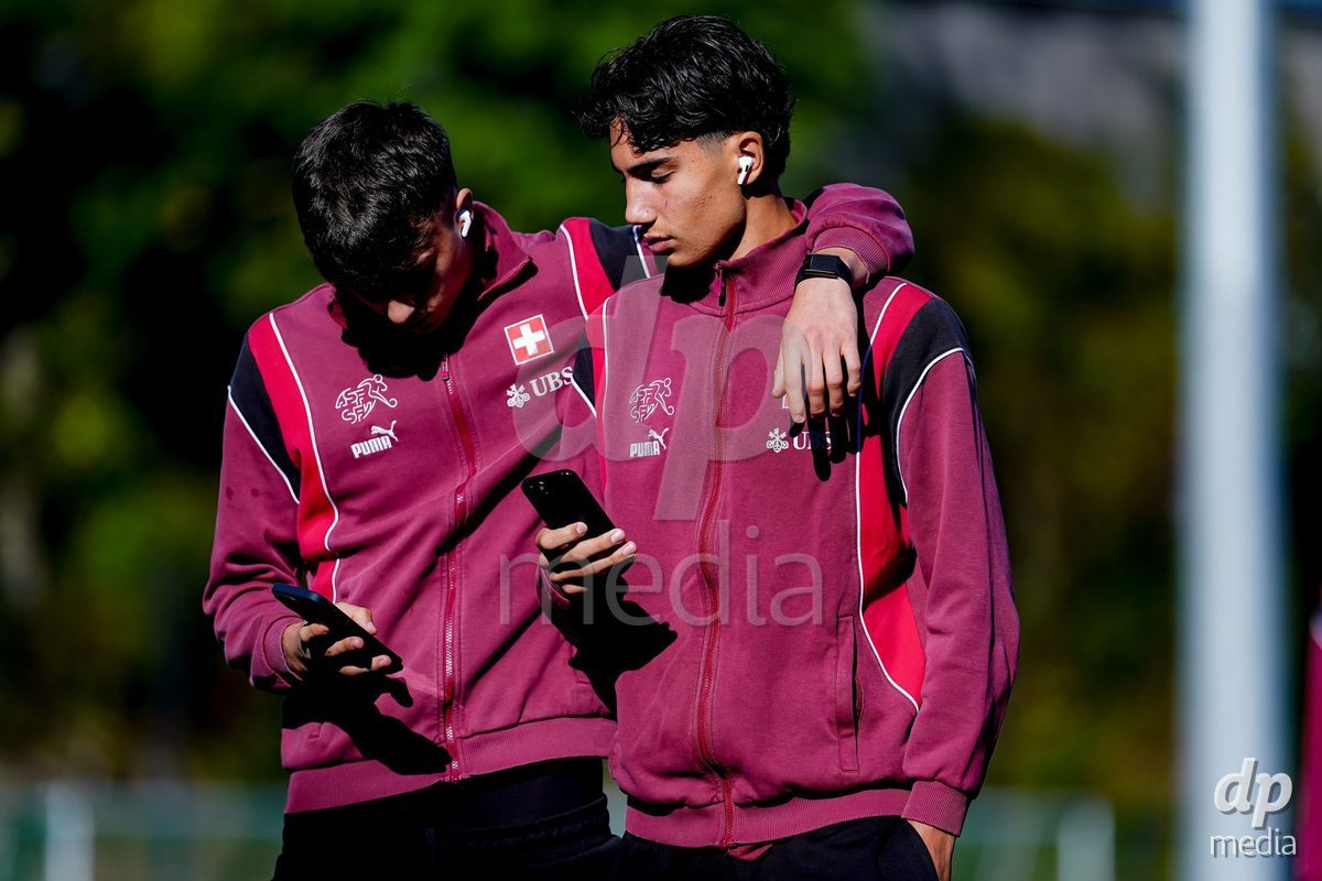 SCHAAN, LIECHTENSTEIN - OCTOBER 12: Players of Switzerland arrival prior to the UEFA European Under-17 Qualifier match between Israel and Switzerland at LFV Campus Rheinwiese on October 12, 2026 in Schaan, Liechtenstein.