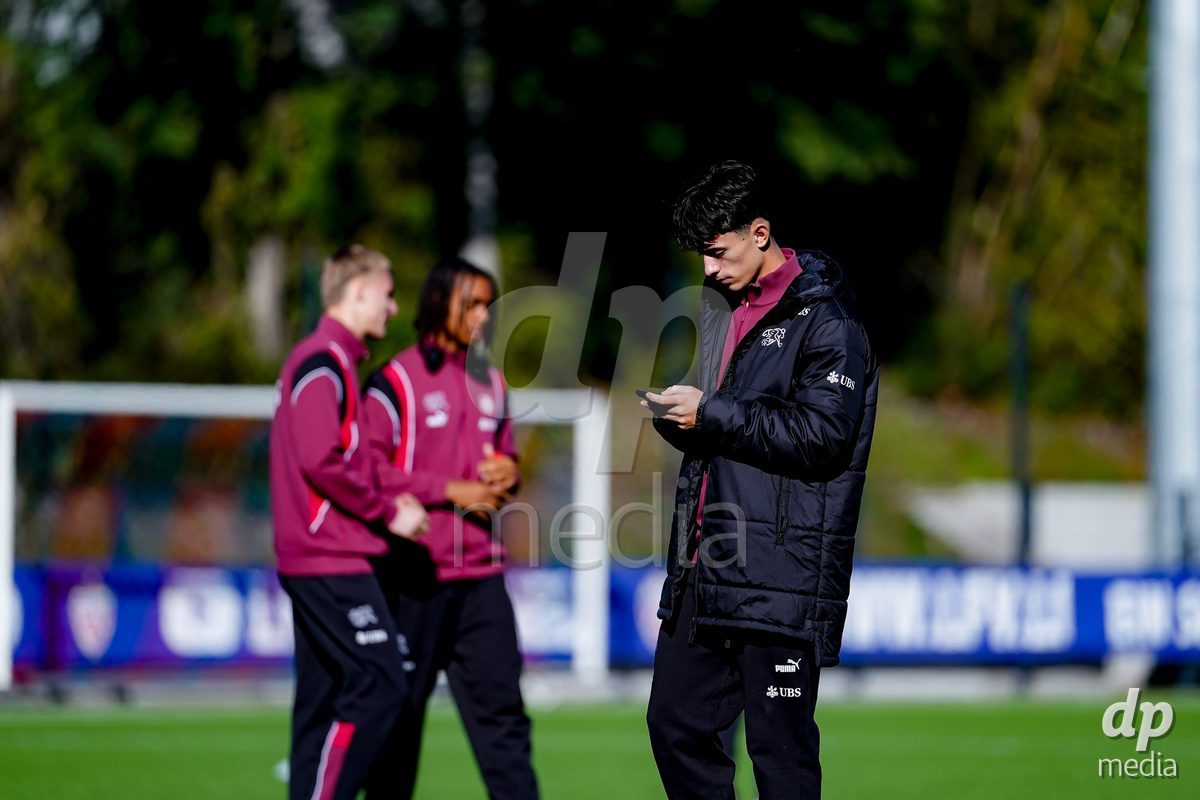 SCHAAN, LIECHTENSTEIN - OCTOBER 12: Players of Switzerland arrival prior to the UEFA European Under-17 Qualifier match between Israel and Switzerland at LFV Campus Rheinwiese on October 12, 2026 in Schaan, Liechtenstein.