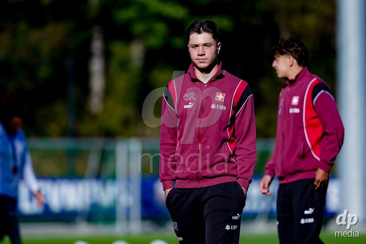 SCHAAN, LIECHTENSTEIN - OCTOBER 12: Players of Switzerland arrival prior to the UEFA European Under-17 Qualifier match between Israel and Switzerland at LFV Campus Rheinwiese on October 12, 2026 in Schaan, Liechtenstein.