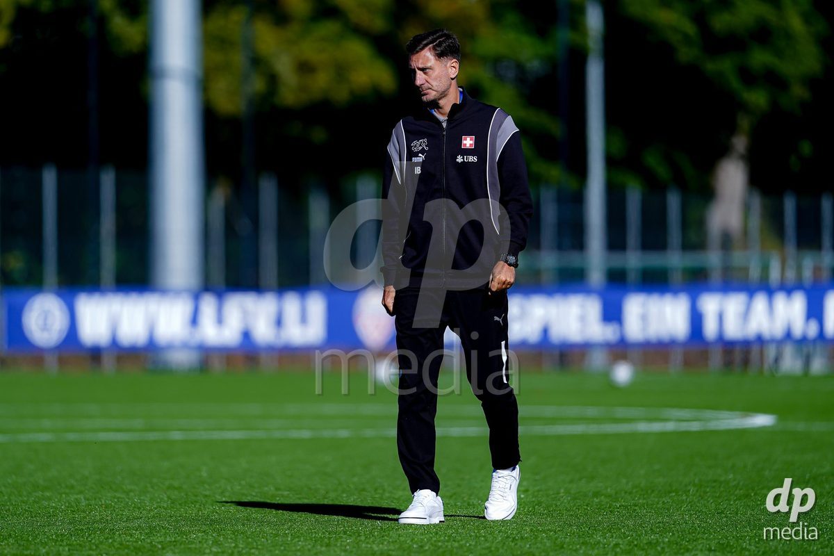 SCHAAN, LIECHTENSTEIN - OCTOBER 12: Ilija Borenovic, Head Coach of Switzerland, arrival prior to the UEFA European Under-17 Qualifier match between Israel and Switzerland at LFV Campus Rheinwiese on October 12, 2026 in Schaan, Liechtenstein.