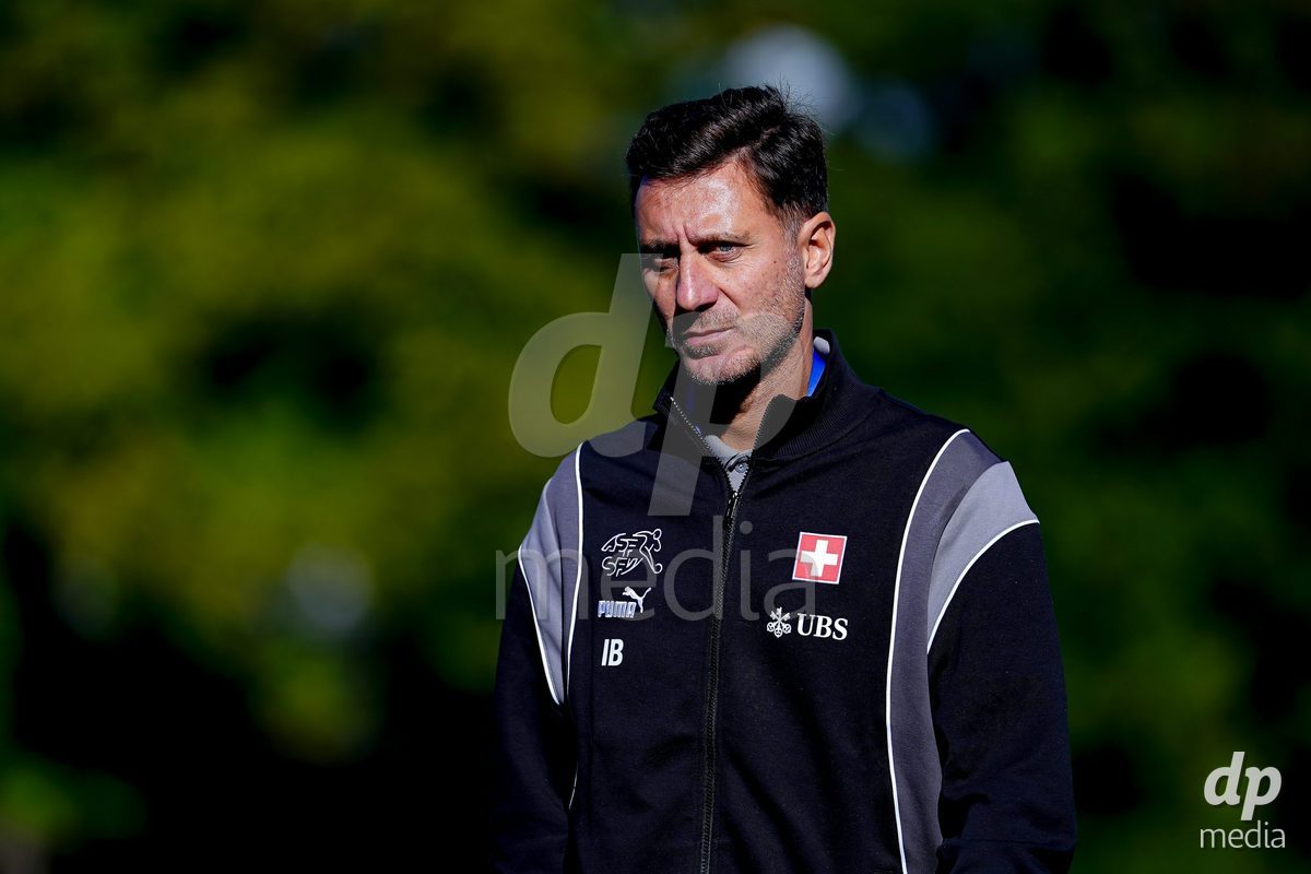 SCHAAN, LIECHTENSTEIN - OCTOBER 12: Ilija Borenovic, Head Coach of Switzerland, arrival prior to the UEFA European Under-17 Qualifier match between Israel and Switzerland at LFV Campus Rheinwiese on October 12, 2026 in Schaan, Liechtenstein.