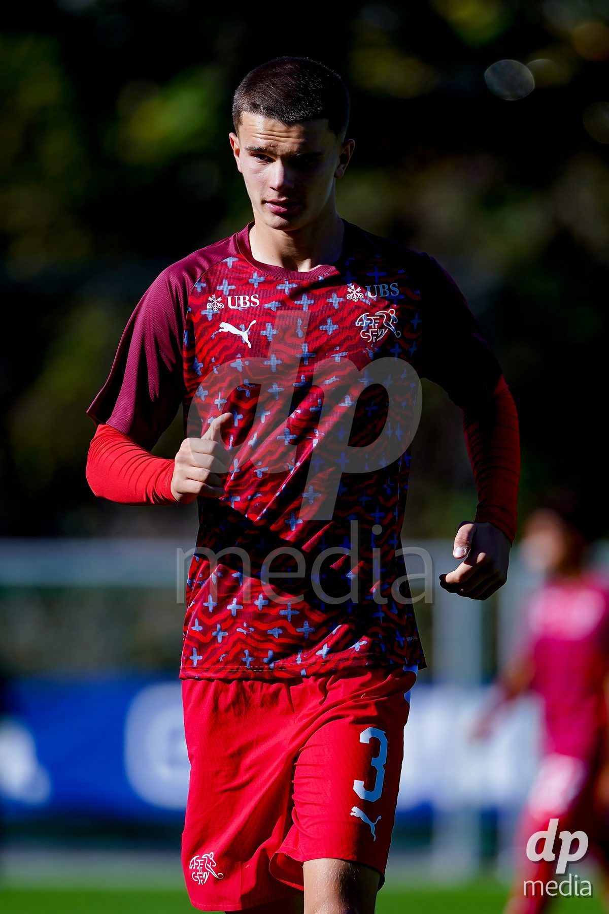 SCHAAN, LIECHTENSTEIN - OCTOBER 12: Players of Switzerland warming up during the UEFA European Under-17 Qualifier match between Israel and Switzerland at LFV Campus Rheinwiese on October 12, 2026 in Schaan, Liechtenstein.