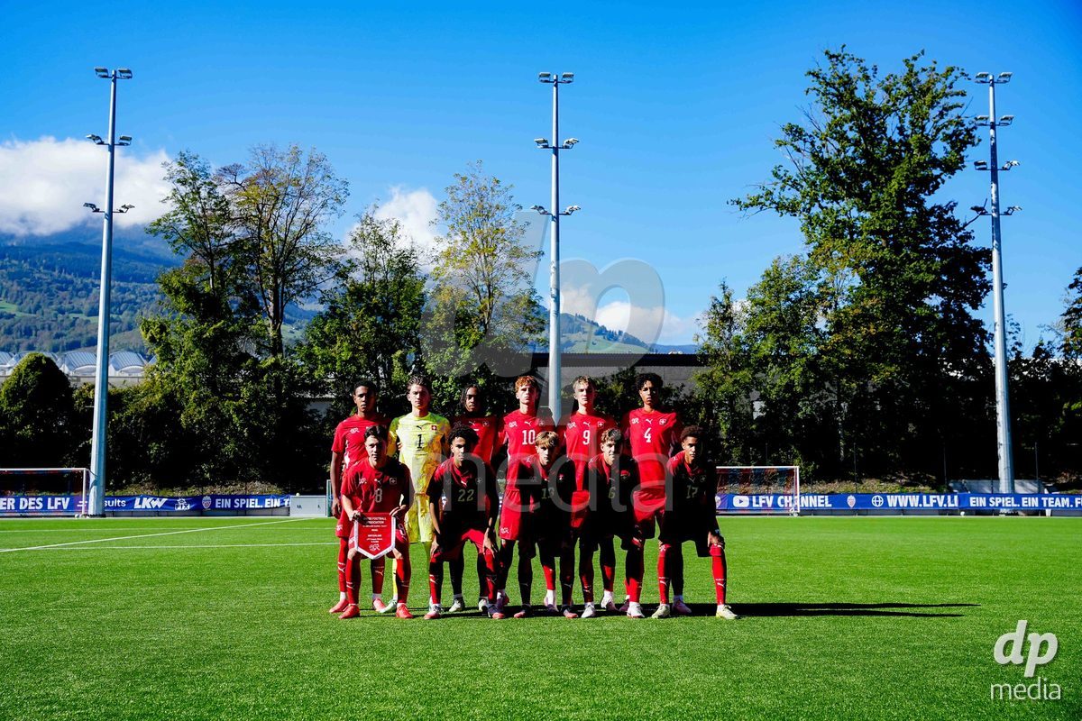 SCHAAN, LIECHTENSTEIN - OCTOBER 12: Switzerland 11 team photo during the UEFA European Under-17 Qualifier match between Israel and Switzerland at LFV Campus Rheinwiese on October 12, 2026 in Schaan, Liechtenstein.