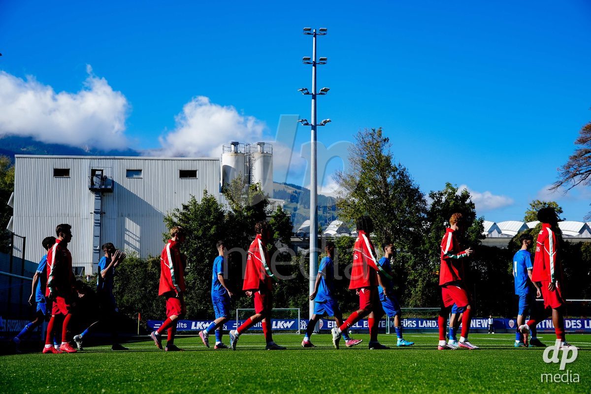 SCHAAN, LIECHTENSTEIN - OCTOBER 12: Players of Switzerland during the UEFA European Under-17 Qualifier match between Israel and Switzerland at LFV Campus Rheinwiese on October 12, 2026 in Schaan, Liechtenstein.