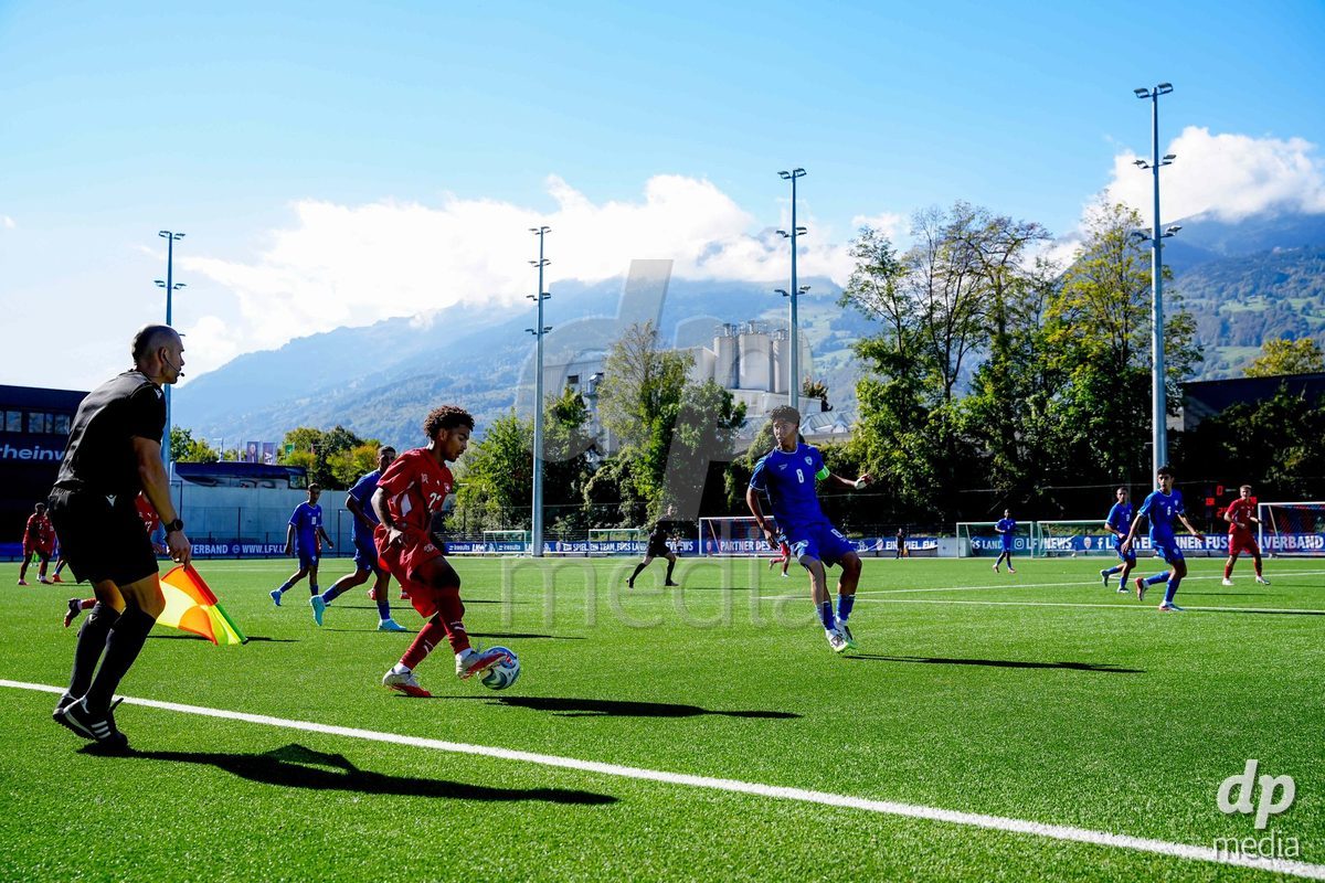 SCHAAN, LIECHTENSTEIN - OCTOBER 12: Nolaan Stifani of Switzerland controls the ball during the UEFA European Under-17 Qualifier match between Israel and Switzerland at LFV Campus Rheinwiese on October 12, 2026 in Schaan, Liechtenstein.