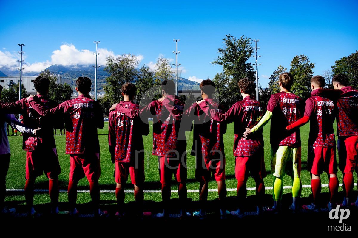 SCHAAN, LIECHTENSTEIN - OCTOBER 12: Players of Switzerland during the UEFA European Under-17 Qualifier match between Israel and Switzerland at LFV Campus Rheinwiese on October 12, 2026 in Schaan, Liechtenstein.