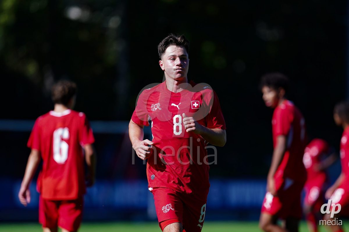 SCHAAN, LIECHTENSTEIN - OCTOBER 12: Leandro Cottiati of Switzerland during the UEFA European Under-17 Qualifier match between Israel and Switzerland at LFV Campus Rheinwiese on October 12, 2026 in Schaan, Liechtenstein.