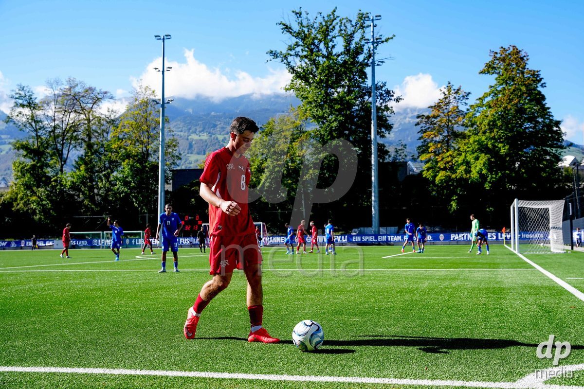 SCHAAN, LIECHTENSTEIN - OCTOBER 12: Leandro Cottiati of Switzerland during the UEFA European Under-17 Qualifier match between Israel and Switzerland at LFV Campus Rheinwiese on October 12, 2026 in Schaan, Liechtenstein.