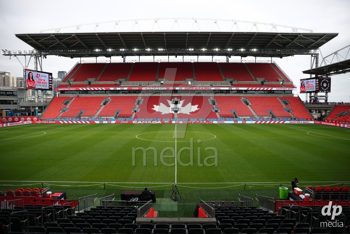 TORONTO, CANADA - OCTOBER 12: General view of BMO Field before the International Friendly match between Canada and Denmark on October 12, 2026 in Toronto, Canada.