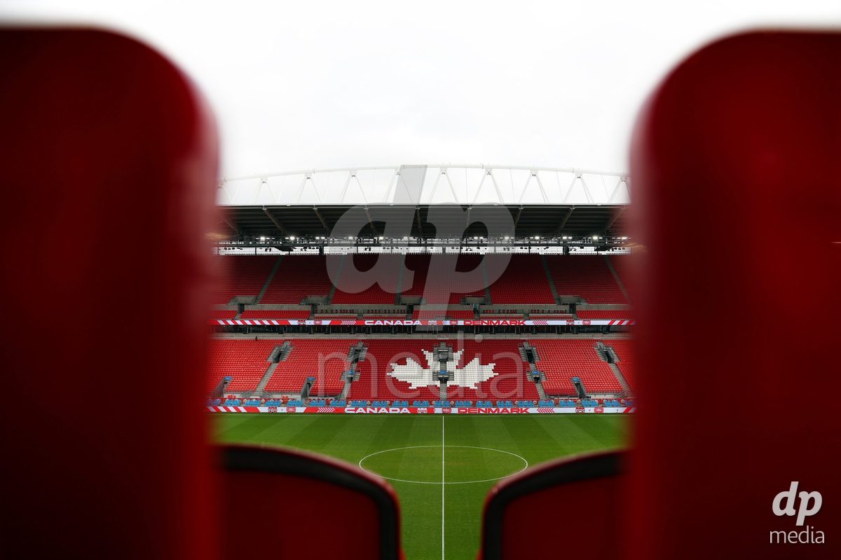 TORONTO, CANADA - OCTOBER 12: General view of BMO Field before the International Friendly match between Canada and Denmark on October 12, 2026 in Toronto, Canada.
