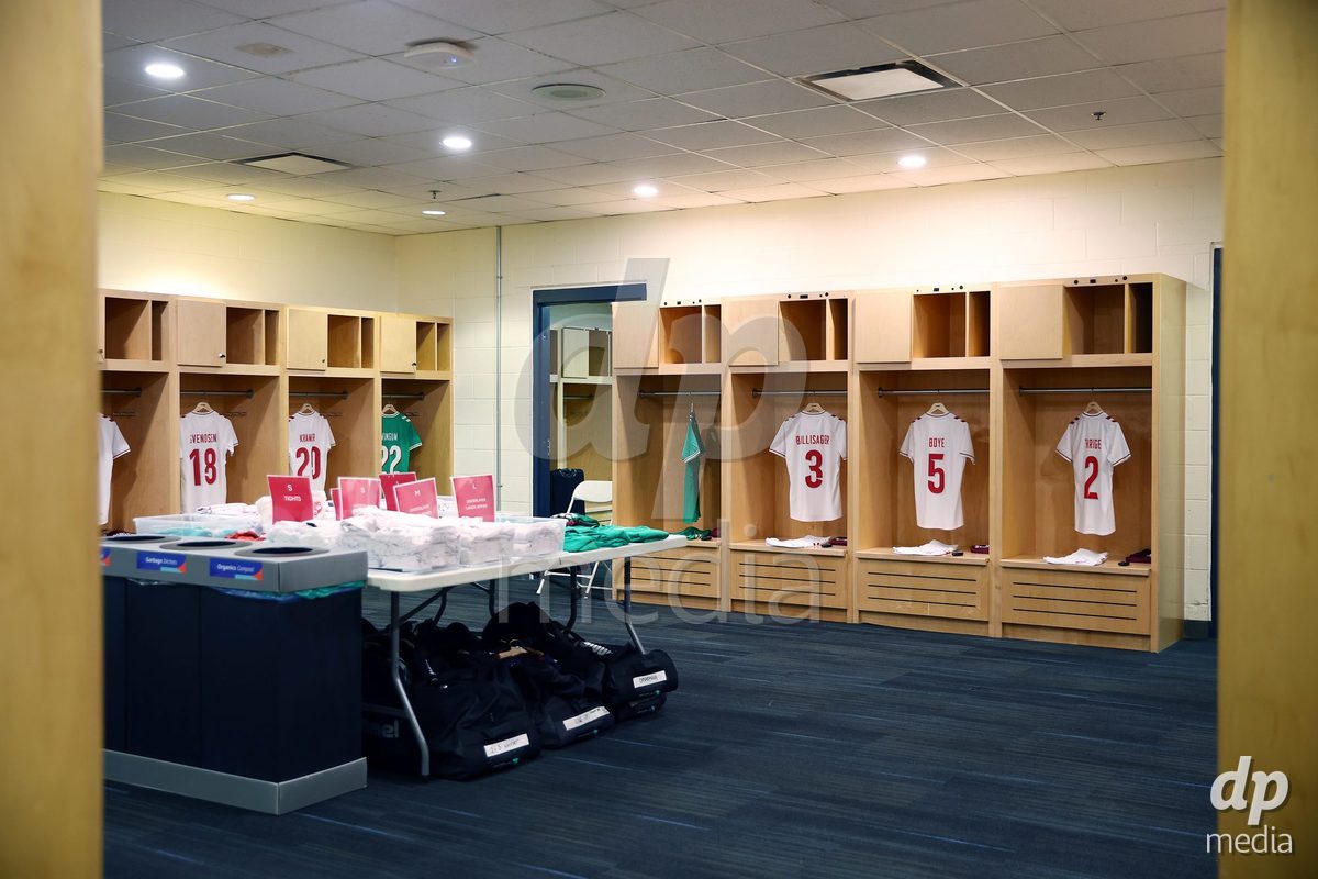 TORONTO, CANADA - OCTOBER 12: Dressing room before the International Friendly match between Canada and Denmark at BMO Field on October 12, 2026 in Toronto, Canada.