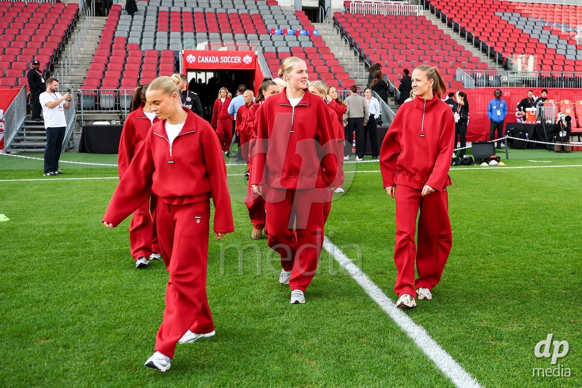TORONTO, CANADA - OCTOBER 12: Players of Denmark at arrival prior to the International Friendly match between Canada and Denmark at BMO Field on October 12, 2026 in Toronto, Canada.