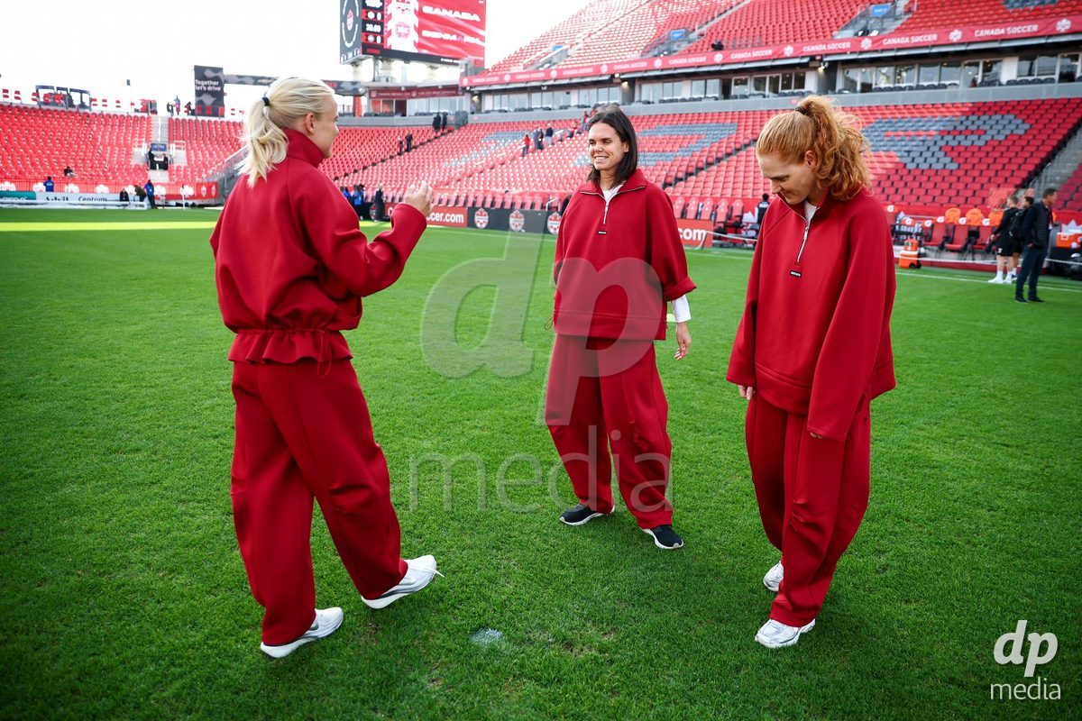 TORONTO, CANADA - OCTOBER 12: Players of Denmark at arrival prior to the International Friendly match between Canada and Denmark at BMO Field on October 12, 2026 in Toronto, Canada.