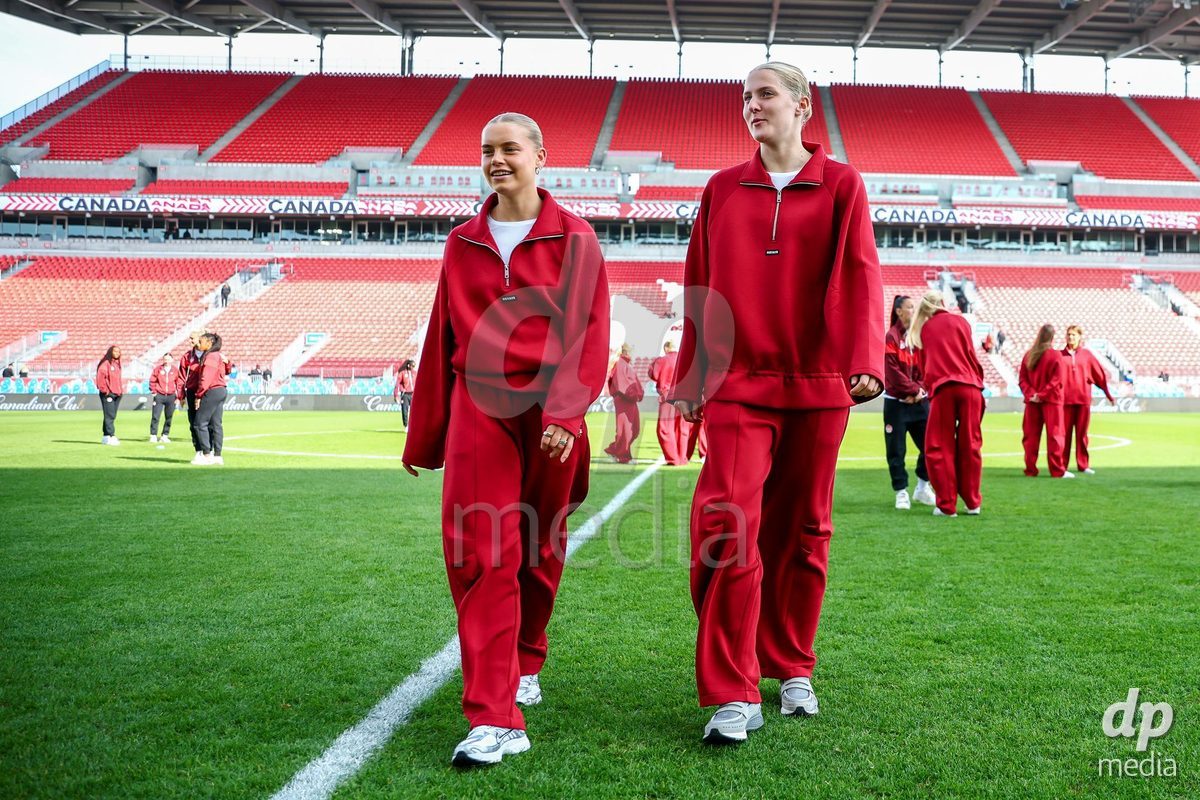 TORONTO, CANADA - OCTOBER 12: Players of Denmark at arrival prior to the International Friendly match between Canada and Denmark at BMO Field on October 12, 2026 in Toronto, Canada.