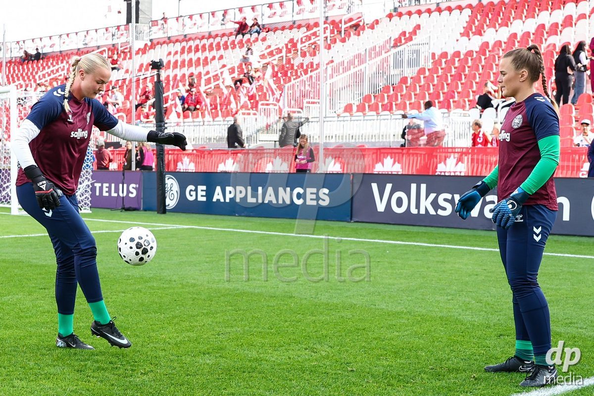 TORONTO, CANADA - OCTOBER 12: Players of Denmark during warm up prior to the International Friendly match between Canada and Denmark at BMO Field on October 12, 2026 in Toronto, Canada.