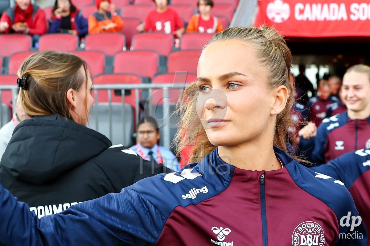 TORONTO, CANADA - OCTOBER 12: Players of Denmark during warm up prior to the International Friendly match between Canada and Denmark at BMO Field on October 12, 2026 in Toronto, Canada.