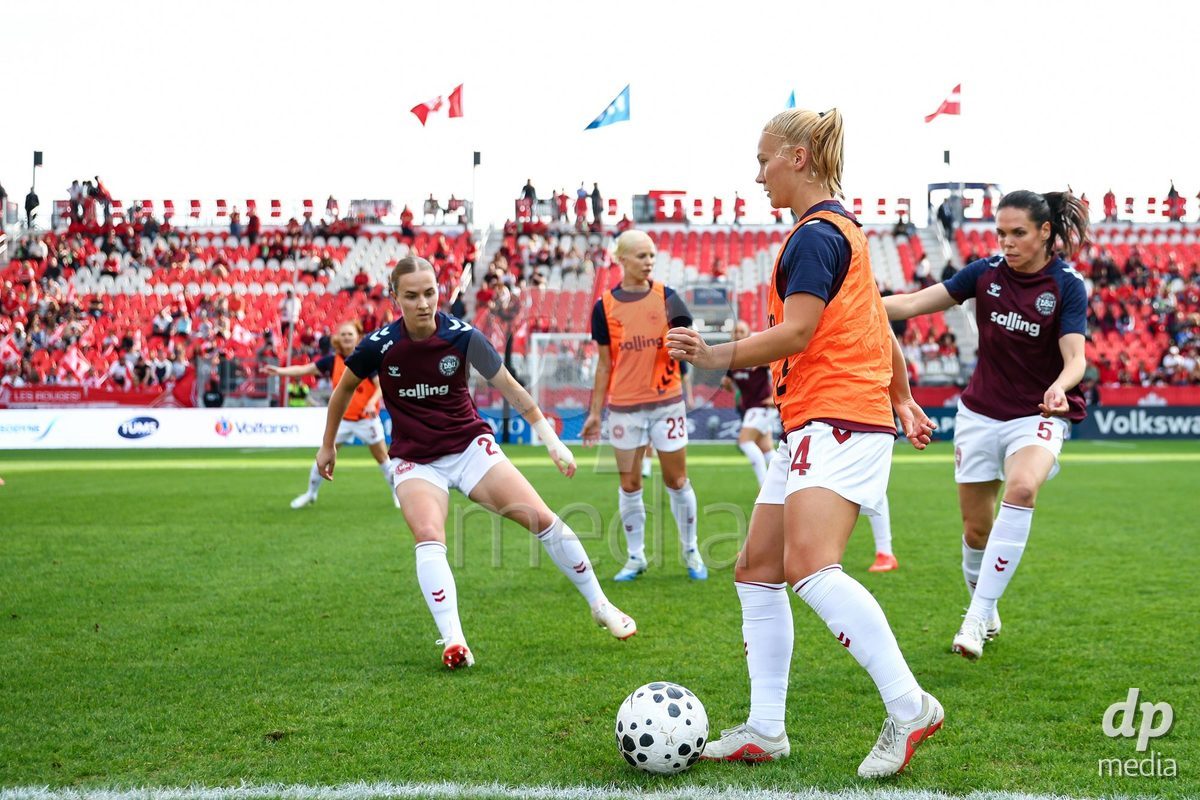 TORONTO, CANADA - OCTOBER 12: Players of Denmark during warm up prior to the International Friendly match between Canada and Denmark at BMO Field on October 12, 2026 in Toronto, Canada.