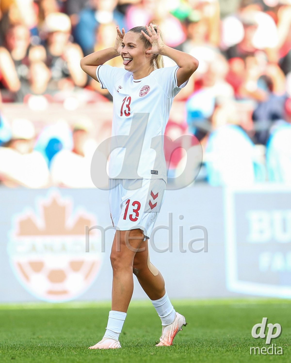 TORONTO, CANADA - OCTOBER 12: Olivia Holdt of Denmark first team goal during the International Friendly match between Canada and Denmark at BMO Field on October 12, 2026 in Toronto, Canada.