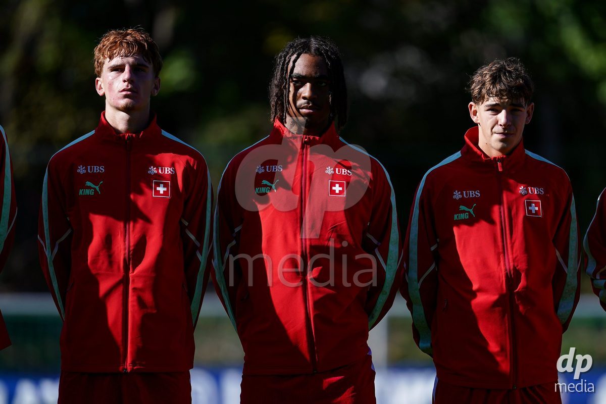 SCHAAN, LIECHTENSTEIN - OCTOBER 12: Players of Switzerland during the UEFA European Under-17 Qualifier match between Israel and Switzerland at LFV Campus Rheinwiese on October 12, 2026 in Schaan, Liechtenstein.