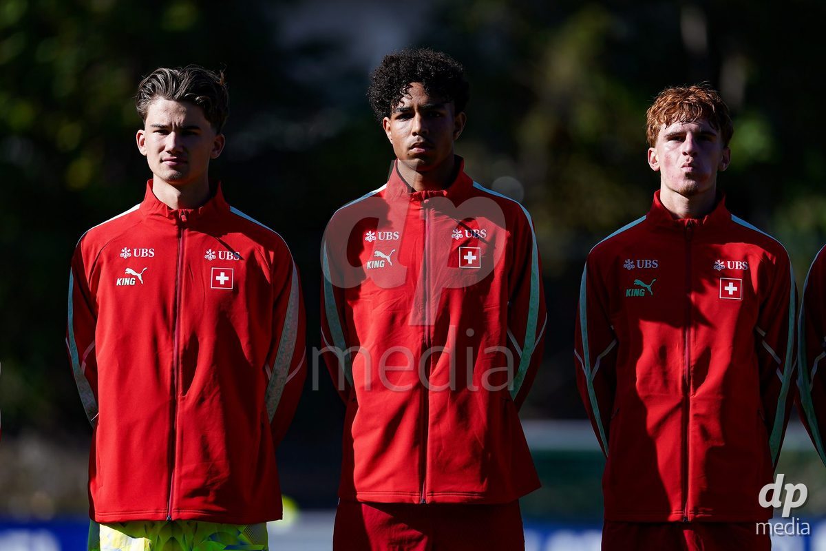 SCHAAN, LIECHTENSTEIN - OCTOBER 12: Players of Switzerland during the UEFA European Under-17 Qualifier match between Israel and Switzerland at LFV Campus Rheinwiese on October 12, 2026 in Schaan, Liechtenstein.
