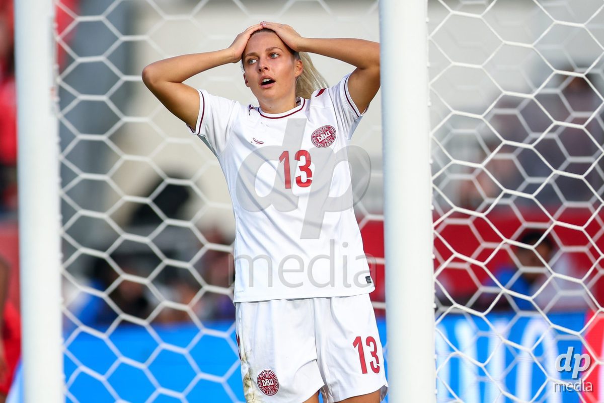 TORONTO, CANADA - OCTOBER 12: Olivia Holdt of Denmark reacts during the International Friendly match between Canada and Denmark at BMO Field on October 12, 2026 in Toronto, Canada.