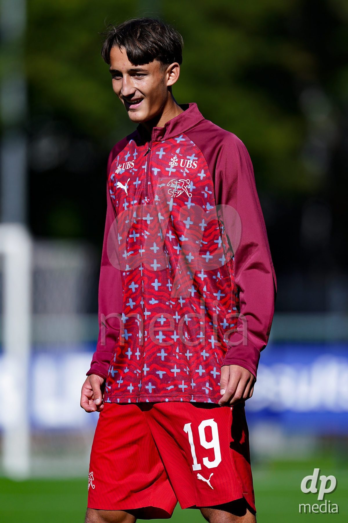 SCHAAN, LIECHTENSTEIN - OCTOBER 12: Players of Switzerland warming up during the UEFA European Under-17 Qualifier match between Israel and Switzerland at LFV Campus Rheinwiese on October 12, 2026 in Schaan, Liechtenstein.