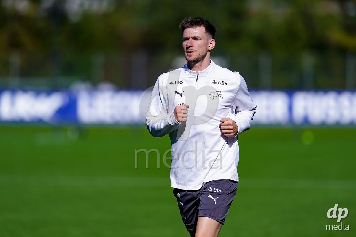 SCHAAN, LIECHTENSTEIN - OCTOBER 12: Staff of Switzerland warming up during the UEFA European Under-17 Qualifier match between Israel and Switzerland at LFV Campus Rheinwiese on October 12, 2026 in Schaan, Liechtenstein.