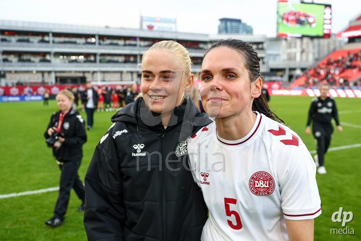 TORONTO, CANADA - OCTOBER 12: Players of Denmark celebrate the victory during the International Friendly match between Canada and Denmark at BMO Field on October 12, 2026 in Toronto, Canada.