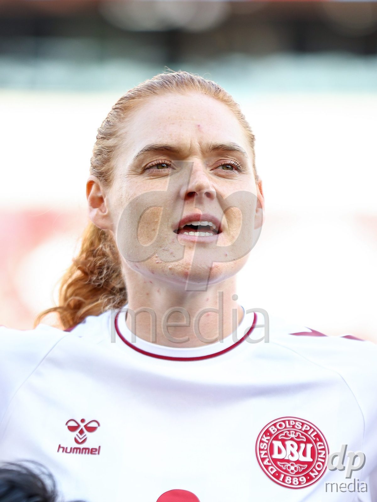 TORONTO, CANADA - OCTOBER 12: Stine Ballisager of Denmark during the national anthem prior to the International Friendly match between Canada and Denmark at BMO Field on October 12, 2026 in Toronto, Canada.