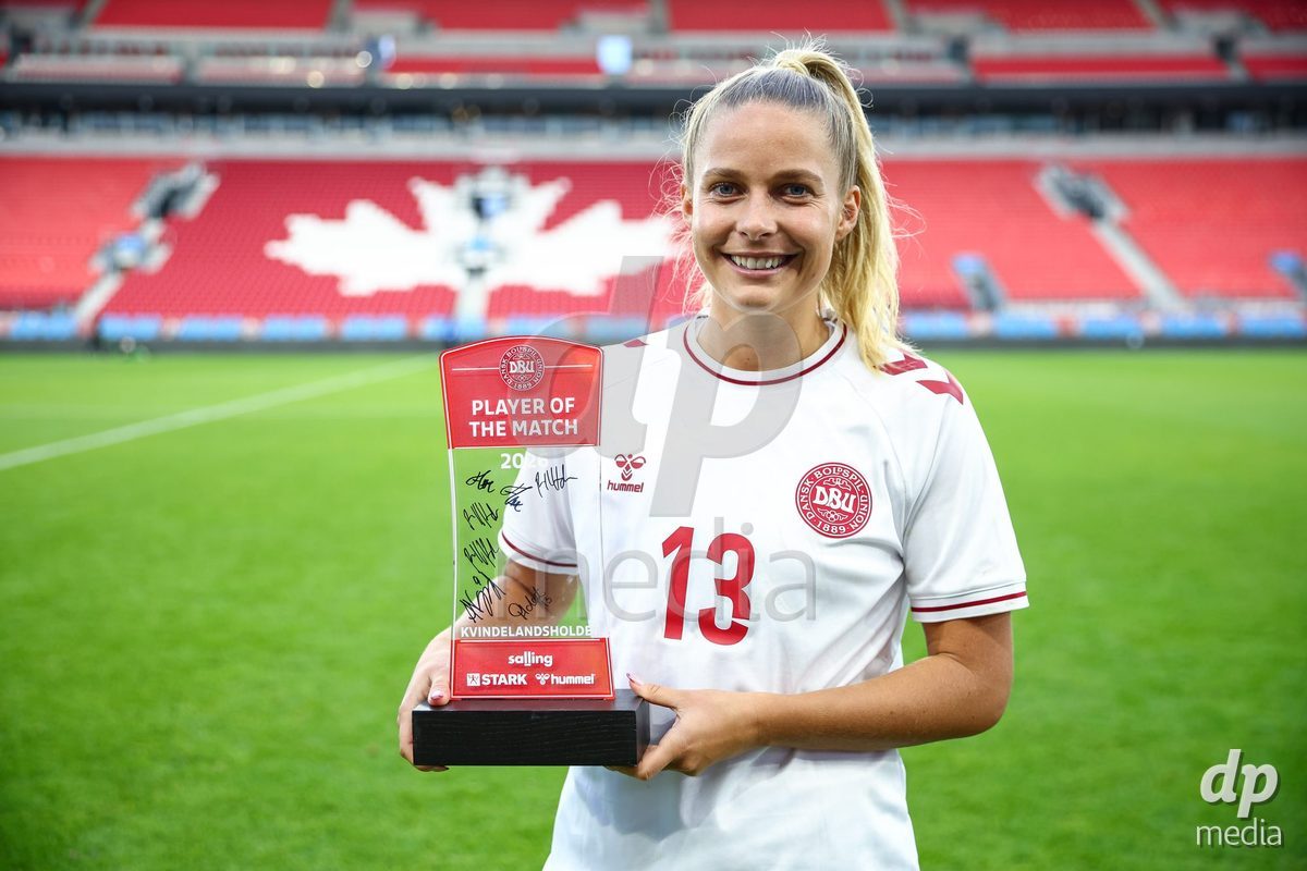 TORONTO, CANADA - OCTOBER 12: Player of the Match Olivia Holdt of Denmark during the International Friendly match between Canada and Denmark at BMO Field on October 12, 2026 in Toronto, Canada.