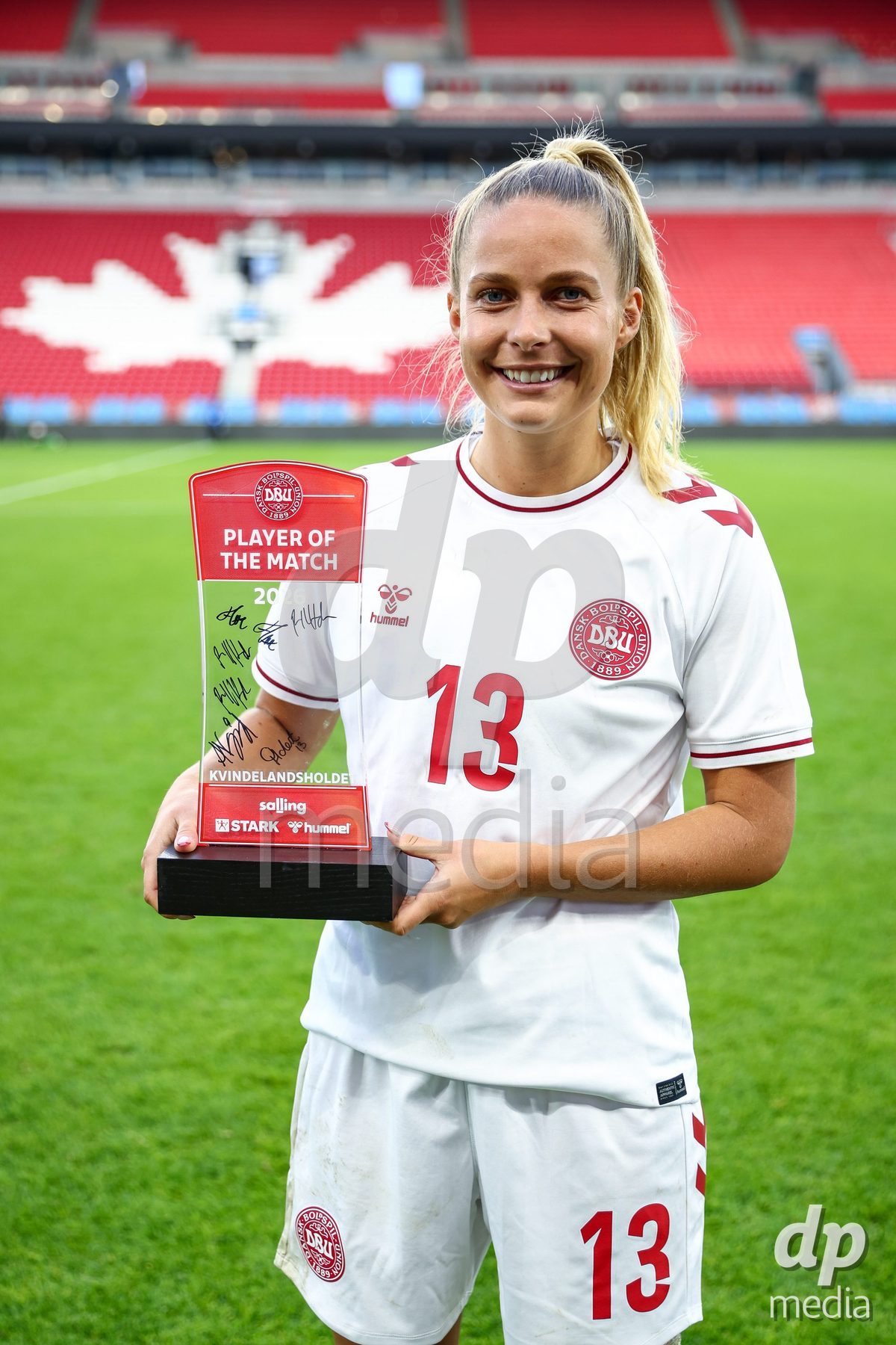 TORONTO, CANADA - OCTOBER 12: Player of the Match Olivia Holdt of Denmark during the International Friendly match between Canada and Denmark at BMO Field on October 12, 2026 in Toronto, Canada.